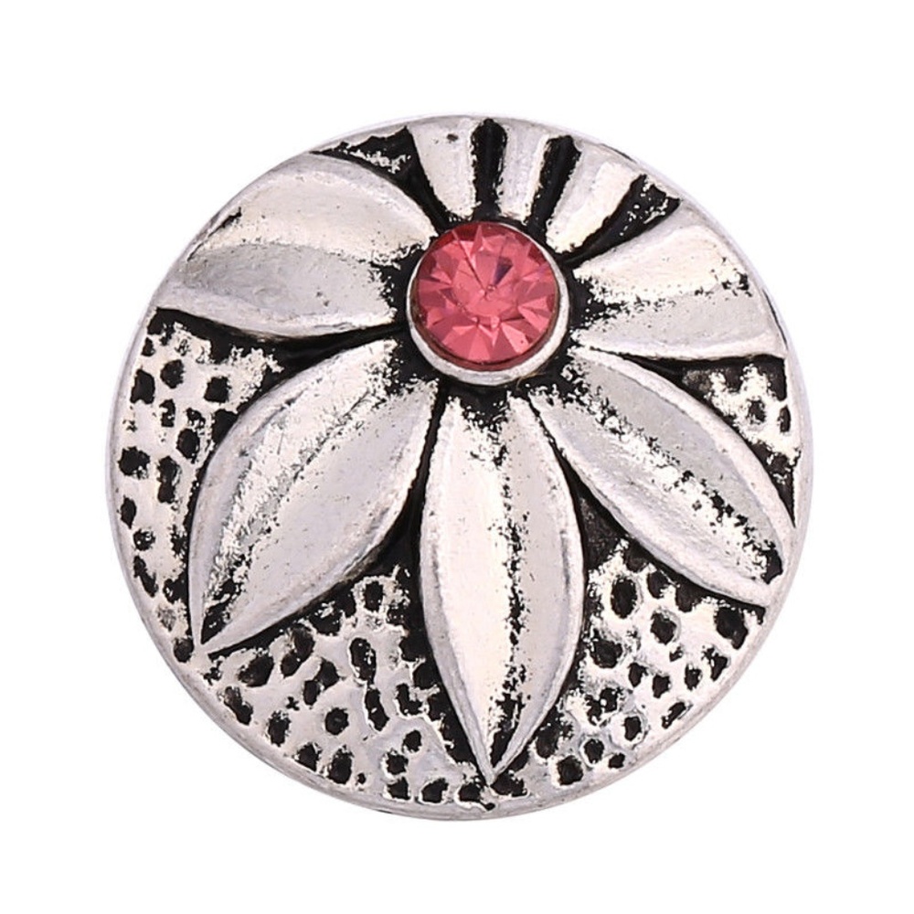 Pink Crystal Flower Snap for Snap Jewelry